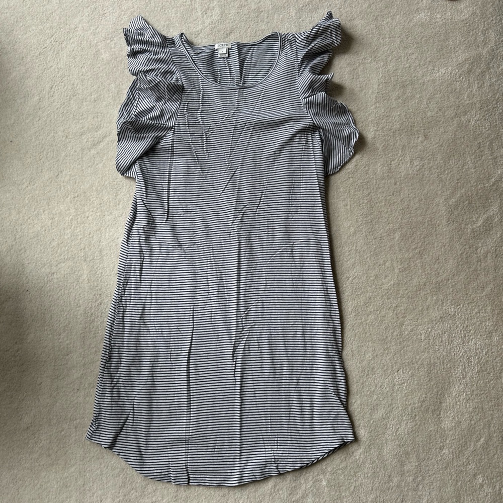 J. Crew Black and White Ruffled Blouse Dress